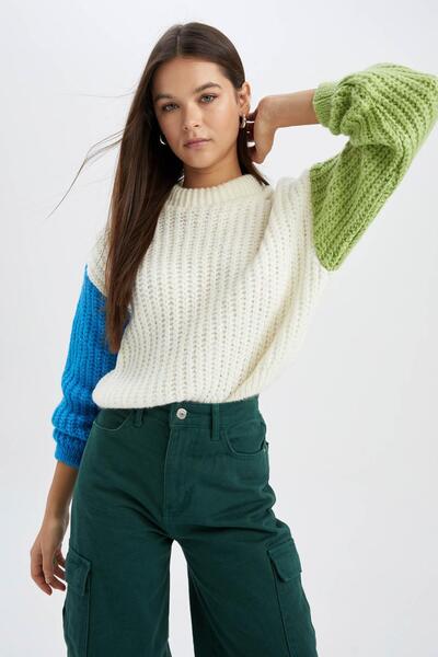 DeFacto Coool Oversize Fit Bisiklet Yaka Kazak