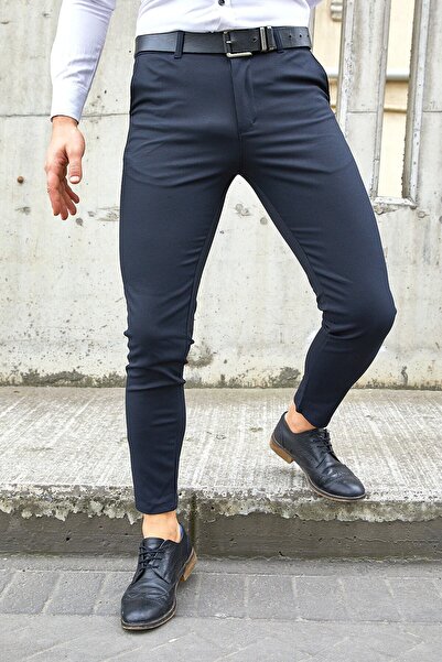 wamoss Self Patterned Japanese Cut Slim Fit Lycra Linen Trousers 2024 Ktn3