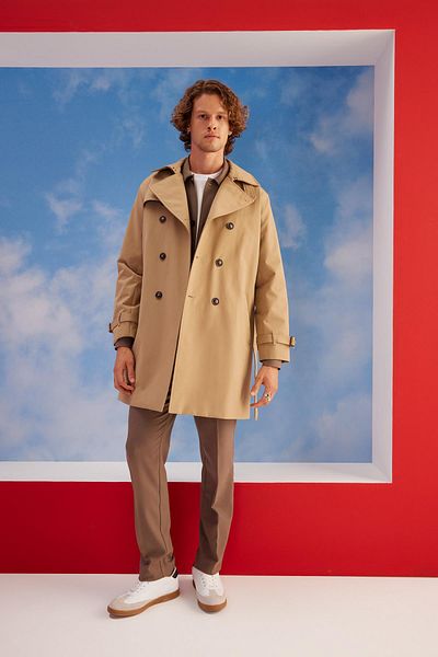 DeFacto Gefütterter Trenchcoat mit Polokragen in normaler Passform Y4579az23sp