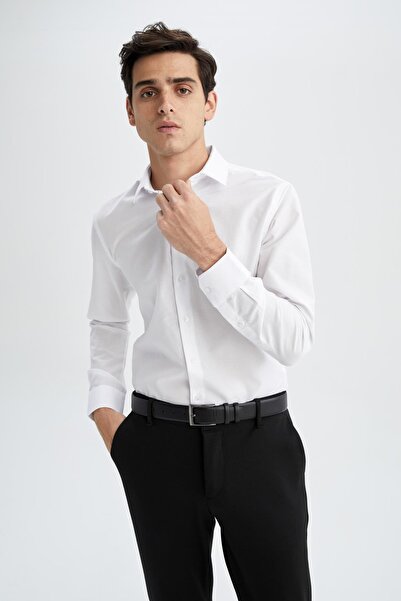 DeFacto Slim Fit Valentine's Day Poplin Long Sleeve Shirt