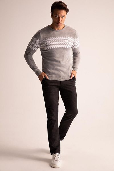 DeFacto Regular Fit Crew Neck Patterned Knitwear Sweater