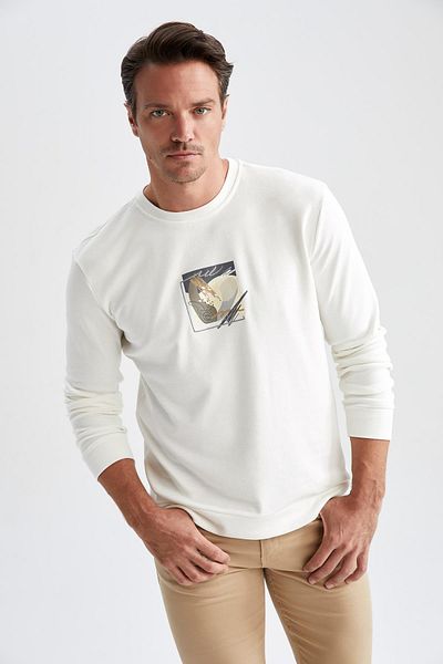 DeFacto Μοντέρνα φούτερ Premium Fit Crew Neck