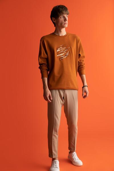 DeFacto Μοντέρνα φούτερ Premium Fit Crew Neck