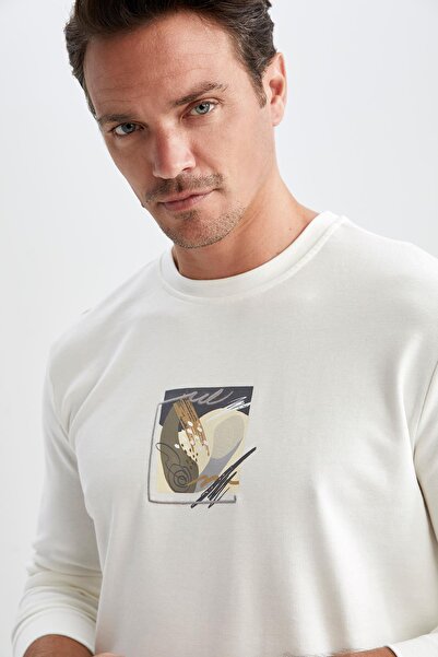 DeFacto Modern Fit Bisiklet Yaka Premium Sweatshirt