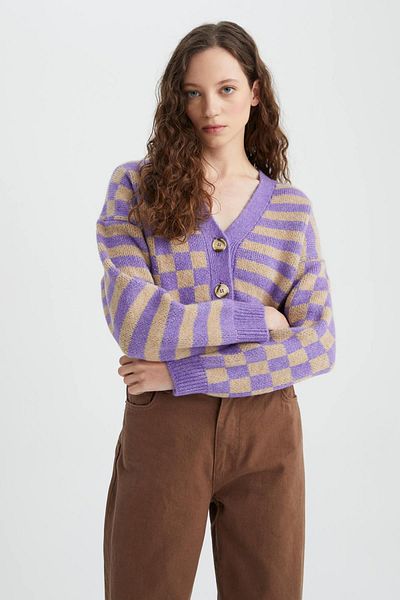 DeFacto Strickjacke mit V-Ausschnitt in Oversize-Passform