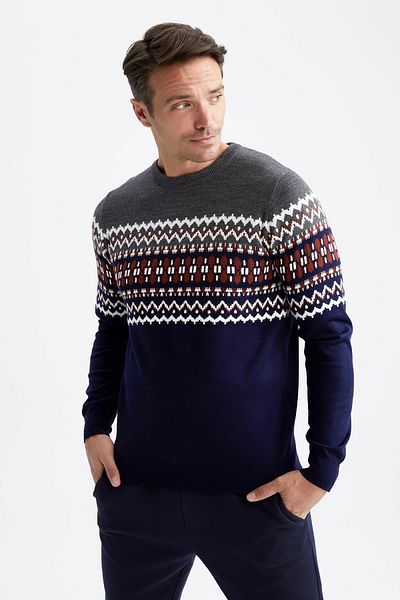 DeFacto Πουλόβερ Regular Fit Crew Neck