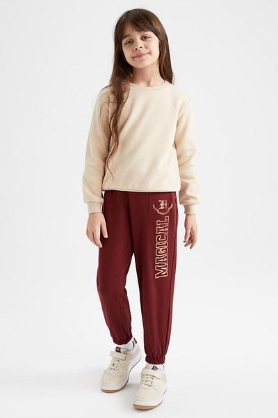 DeFacto Girls' Slogan Printed Jogger Sweatpants