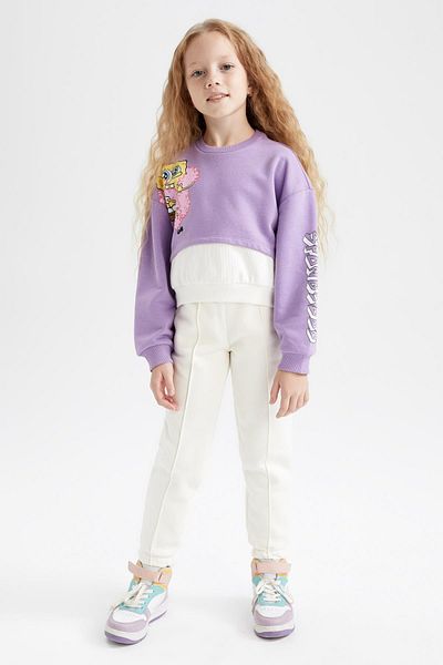 DeFacto Girl's Spongebob Crop Crew Neck Sweatshirt