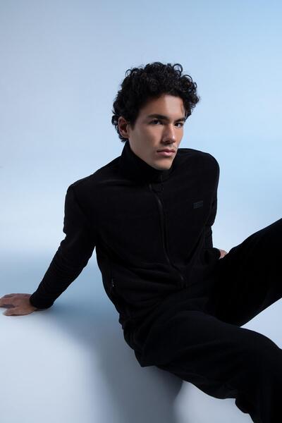 DeFacto Fit Standard Fit Guler Stand Cardigan fleece