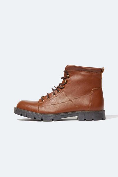 DeFacto Men's Lace-up High Sole Winter Faux Leather Boots Y5512az22wn
