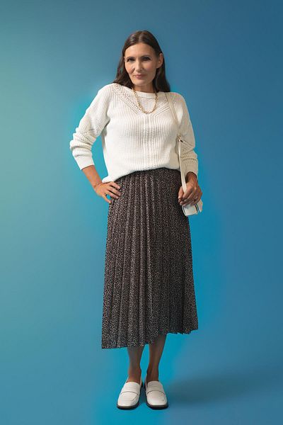 DeFacto Traditional A-Line Patterned Crepe Maxi Pleated Chiffon Skirt