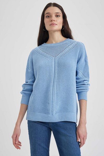 DeFacto Regular Fit Crew Neck Selanik Fabric Sweater