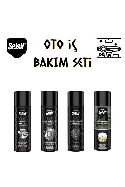 Selsil Oto İç Bakım Seti 4 Parça (Klima-Torpido-Kemer-Silikon Spreyi)