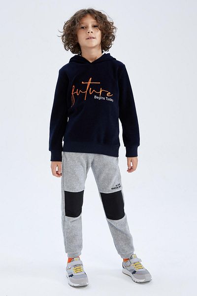 DeFacto Boy's Hooded Sweatshirt - Relaxed Fit