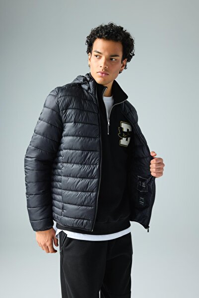 DeFacto Slim Fit Su Itici Kapüşonlu Fermuar Kapamalı Cepli Mevsimlik Hafif Şişme Mont N4661az23sp