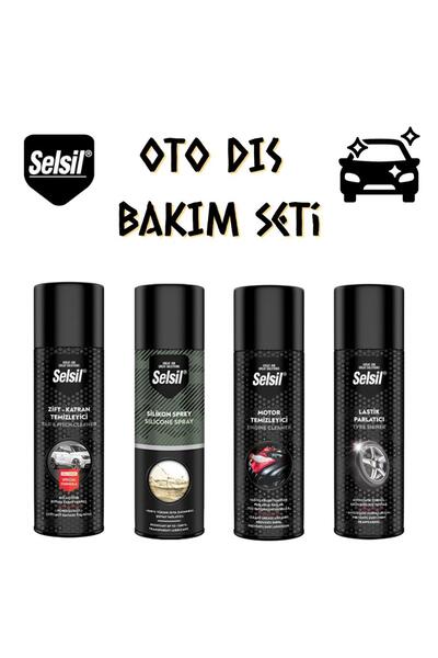 Selsil Oto Dış Bakım Seti 4 Parça (Zift Katran-Lastik-Motor-Silikon Spreyi)