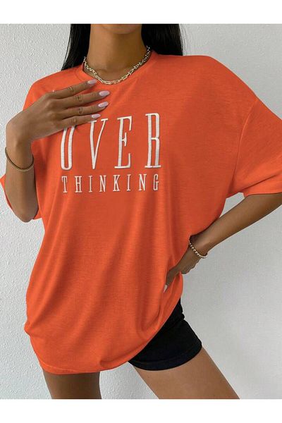 BENROMA 1 tricou cadou pentru achiziții de 6 și peste în coș - Tricou unisex oversize cu imprimeu Over Thinking