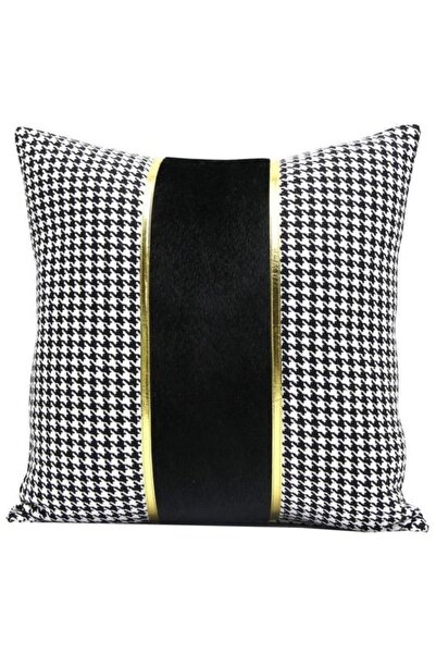 Bc Home Kazayağı Altın Deri Aksesuarlı Kırlent Kılıfı 43 x 43 cm,Yumuşak Doku...
