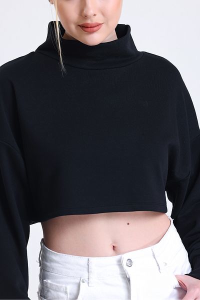MuuBs Cool Stand Guler 3 fire cu mânecă lungă Crop Sweat