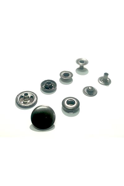 trimist 15 Mm Cover 4-Piece Snap Set (BOTTOM PARTS 12.5 MM) - Stainless Steel - Black Nickel - 100 Sets