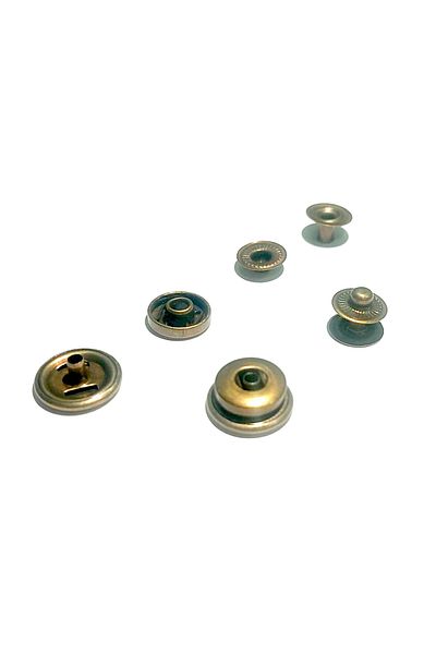 trimist 15 Mm Cover 4-Piece Snap Set (BOTTOM PARTS 12.5 MM) - Stainless Steel - Antique Yellow - 100 Sets