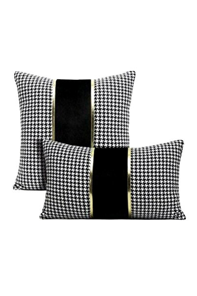 Bc Home 2'Lİ Kazayağı Altın Deri Aksesuarlı Kırlent Kılıfı 43 x 43 cm, 33 X 5...