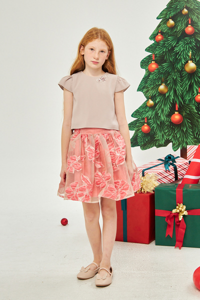 Jolanda JACQUARD SKIRT COLLAR EMBROIDERED BOTTOM TOP SET