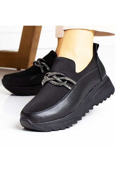 Afilli Women's Rhinestone Shiny Wedge Thick Heel Diving Fabric Comfortable Comfort Mother Walking Daily Shoes