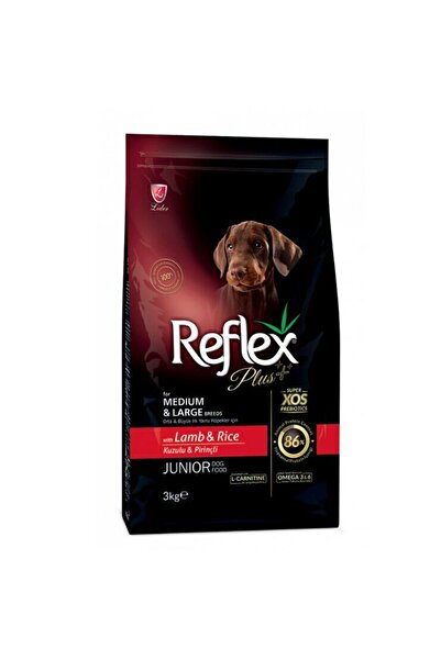 Reflex Plus Junior Kuzu Etli ve Pirinçli Orta ve Büyük Irk Yavru Köpek Maması 3 KG