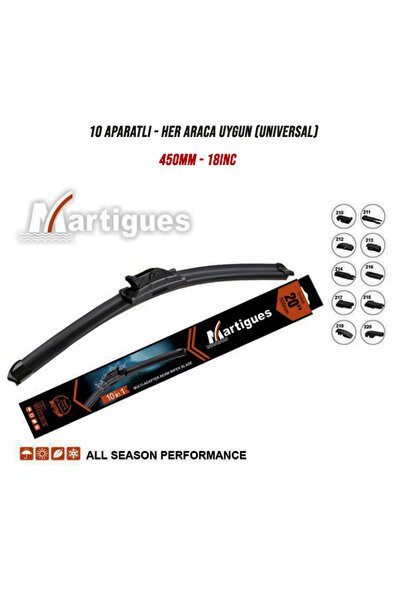 MARTIGUES UNIVERSAL 450MM - YENİ TİP MUZ - HER ARACA UYUMLU CAM SİLECEĞİ