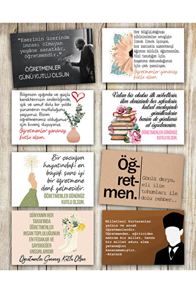 Pankart Evi 8 بطاقات تهنئة صغيرة للاحتفال بعيد المعلم