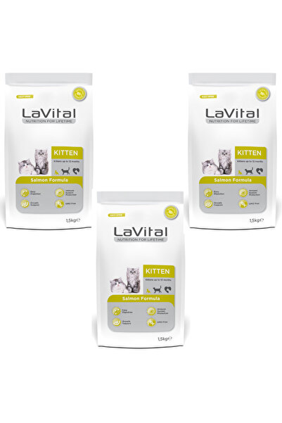 LaVital Kitten Somonlu Premium Yavru Kedi Maması 1.5 Kg 3'lü Paket