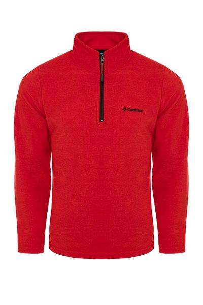 MAXIMILLIAN Men's Fleece Red Color Half Zipper Bato Collar Outdoor Fleece