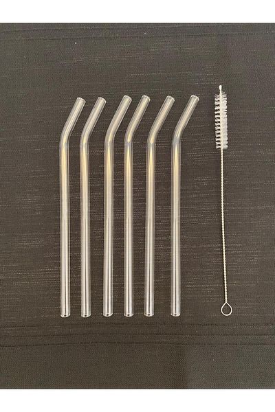 Kitchen Crazy 6-Piece Glass Straw + Cleaning Brush