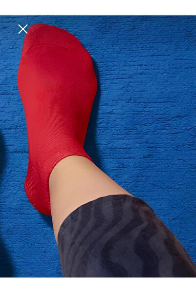 AyganStore Kadın Dikişsiz Kırmızı Bambu Patik Çorap 1 Çift