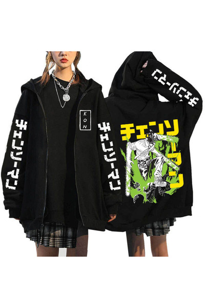 GALASHOP أنيمي بالمنشار بالمنشار رجل Pochita Denji قلنسوة بسحاب موديل 46