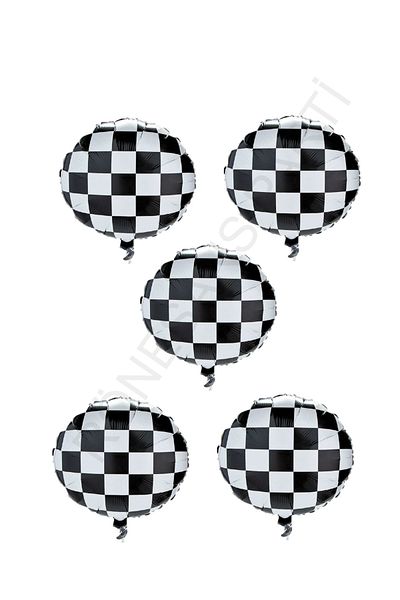 RÖNESANS PARTİ 45 cm Racing Themed Checkered Foil Balloon 5 Pieces