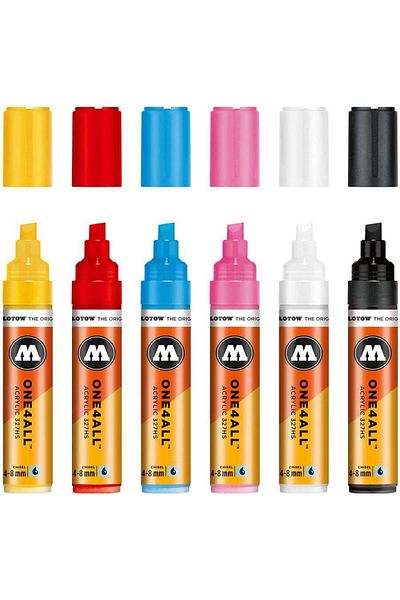 Molotow 327Hs One4All Side Cut Nib Acrylic Marker Pen 4-8 mm Basic Set of 6 1 200280