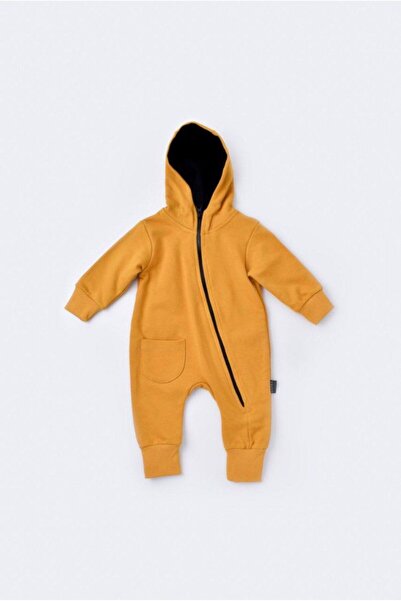Vauva Bebek Kapsonlu Uzun Kollu Cepli Tulum - Sarı