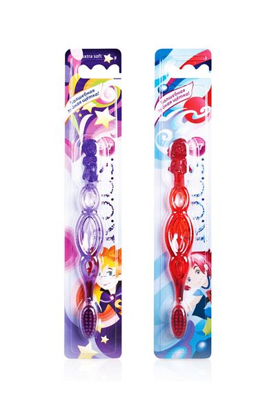 R.O.C.S. Kids 3-7 Years Old Toothbrush-2 Pieces Purple And Red