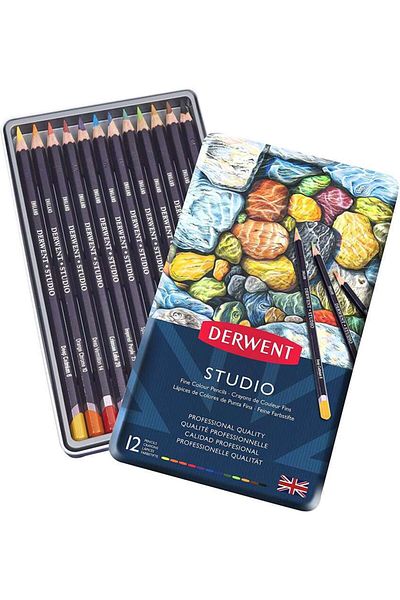 Derwent Studio 12-Piece Dry Paint Pen Metal Box