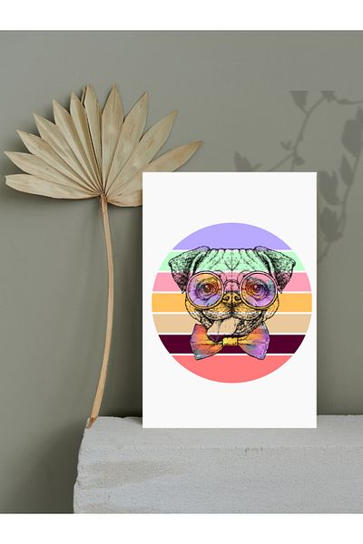 Cemira Funny Dog Glasses, Dog Design Ξύλινος πίνακας ζωγραφικής τοίχου (185 x 270 mm)