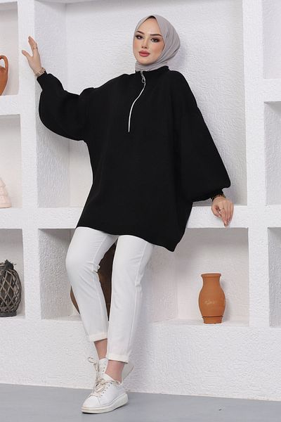 InStyle Sara Knitwear με φερμουάρ - Μαύρο