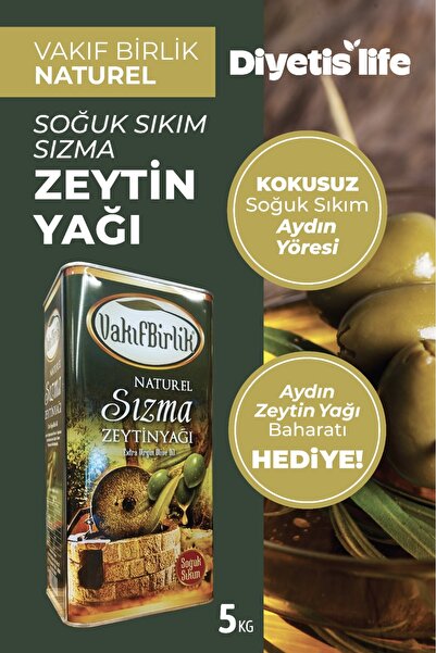 Vakıf Birlik Naturel sızma soğuk sıkım zeytinyağı 1 adet 5 lt kokusuz