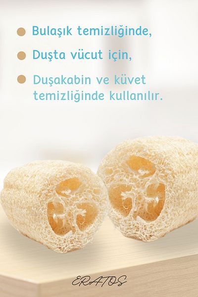 ERATOS Natural Pumpkin Fiber Pouch 2 Pieces| Body, Dish Easy Cleaning| Natural Plant Sponge