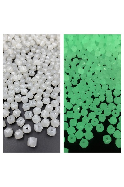 Hedef Bijuteri 100gr 10mm Fosforlu Küp Akrilik Karanlıkta Parlayan Boncuk Fosfor,Neon,Glow Hobi Boncuğu(~180Adet)