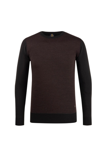 Çizgi Triko Чоловічий светр з круглим вирізом, рукавами з візерунком і еластичною талією, класичний крій