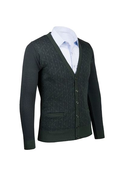 Çizgi Triko Men's Nefti V-Neck Knitwear Cardigan Buttoned Patterned Steel Knit Classic Fit