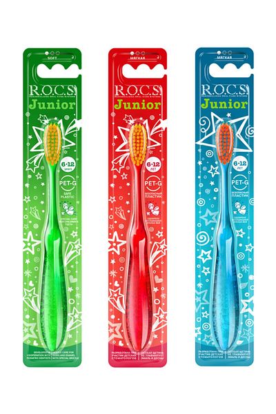 R.O.C.S. Junior 6-12 Years Old Toothbrush 3 Pieces