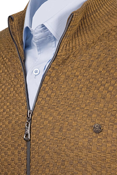 Çizgi Triko Ανδρικό πλεκτό μπουφάν με τσέπες με φερμουάρ, μοτίβο, μανίκια και μέση ελαστική κανονική εφαρμογή